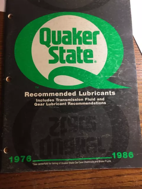 Vintage  Quaker State Recommended Lubricants Catalog 1976-1986