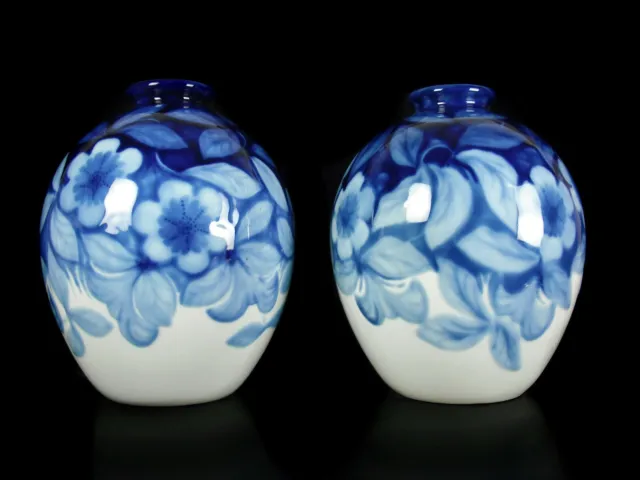 Camille Tharaud paire de vases fleurs et feuillages Limoge art-déco c1930 H:28cm