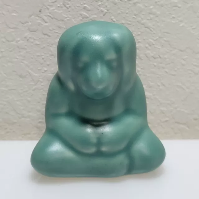 RARE Venice Clay Buddha Dog Zen Art Pottery Jade 2.75" Signed Ceramic Figure