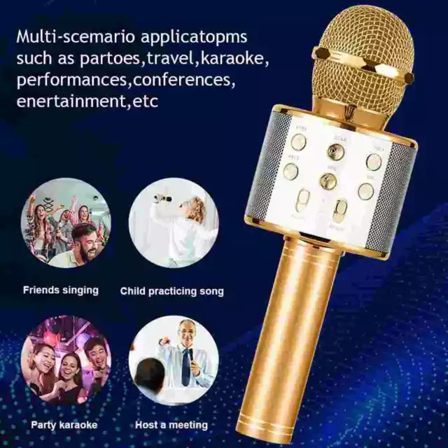 Wireless Bluetooth Karaoke Microphone 3 in1 Portable Handheld Mic Speaker Player
