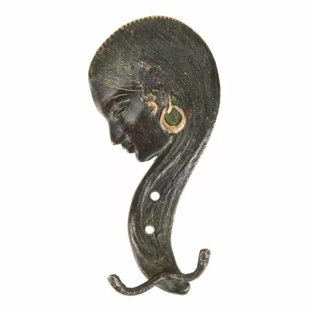 New Bag Hanger Hook Black Antique Coat Rack Brass Wall Hooks Lady Face Long Hair