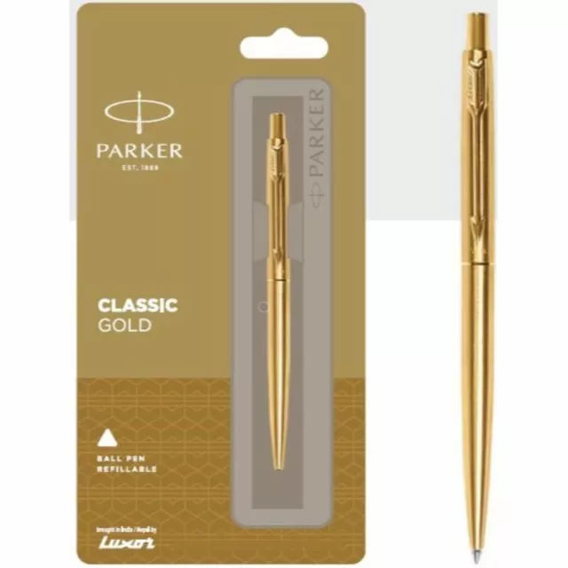 Nuevo Bolígrafo fino Jotter de acero inoxidable con adorno dorado clásico...