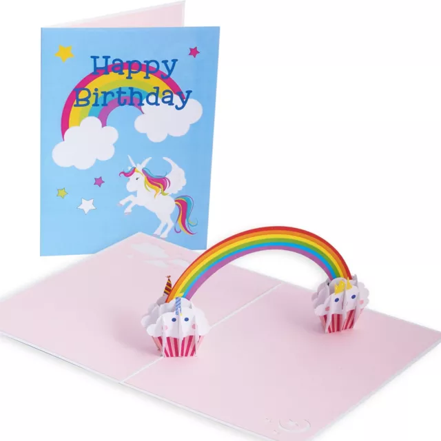 Unicorn Birthday Card 3D Pop Up For Girls Kids Adults