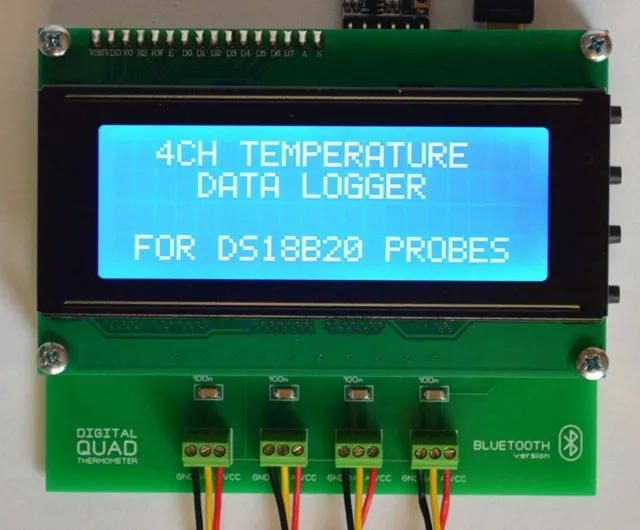 4CH Temperature Data Logger Recorder RTC -55...+125 C Bluetooth DS18B20 Wireless