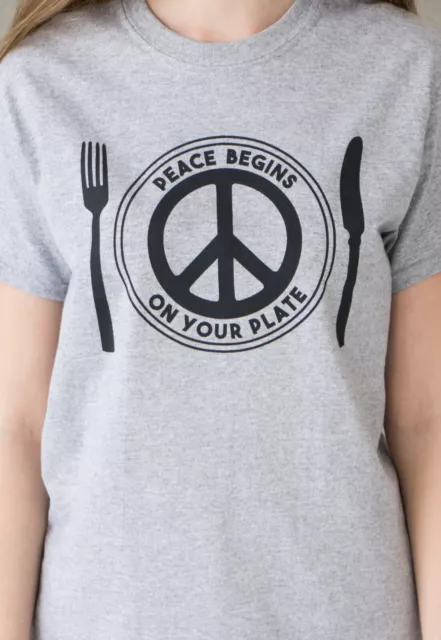 Vegan T Shirt Peace Sign Logo Climate Change Herbivore Printed Mens Womens Tee