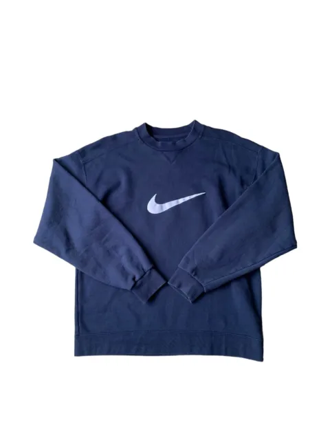 Vintage Nike Sweatshirt Mens Large blue crew centre swoosh logo 90s