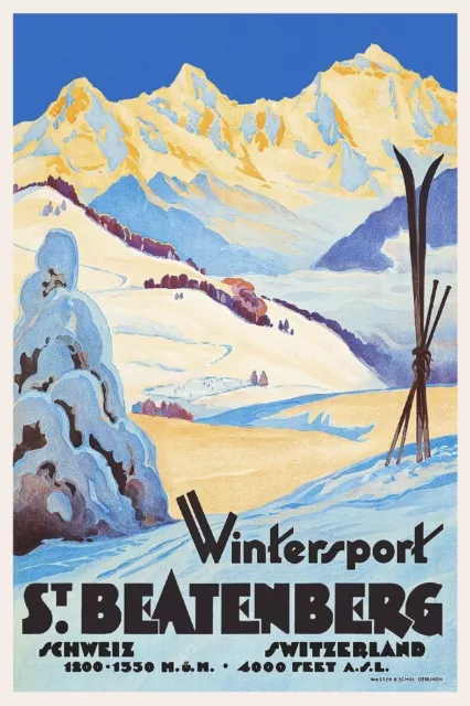 ST BEATENBERG SKI SUISSE Ryvs - POSTER HQ 40x60cm d'une AFFICHE VINTAGE