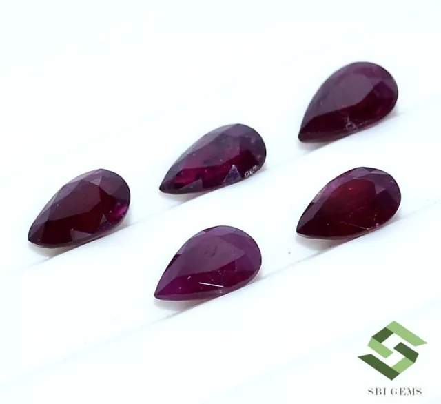 6x4 mm Certified Natural Ruby Pear Cut Lot 05 Pcs 2.16 CTS Mozambique Loose Gems