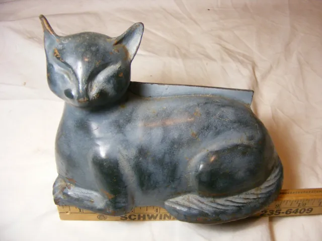 Blue Cat Bootscraper / Doorstop , 9" long at the base , about 6 pounds Cast Iron