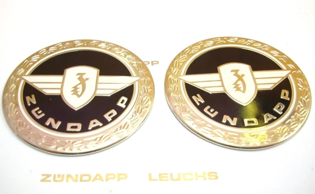 2 x Zündapp Tankemblem 64mm 517-20.142 Plakette KS 100 Typ 518