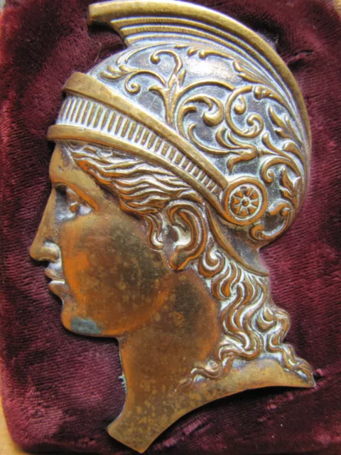 Antique Brass Decorative Arts Gladiator Warrior Bust Hardware Element Ornate