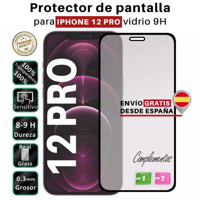 Set Protector de Pantalla para Apple Iphone 12 pro Negro cristal templado 3D