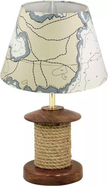 Lampe - Tau Kartenoptik Schirmlampe Holz/Tau Ø=25cm Sea4You maritime Deko