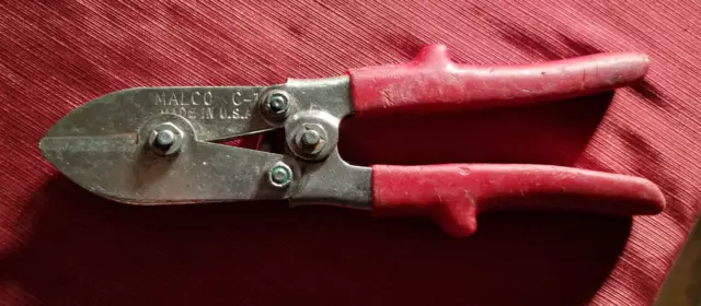 Vintage Malco C-1 Crimping Tool, 9" w/Red Vinyl Grips