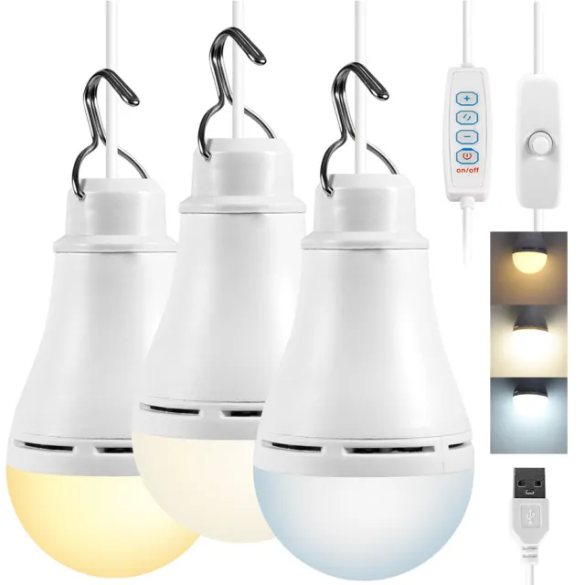 10W USB LED Glühbirne Dimmbar 3 Farben Lampe Laterne Zeltlampe Camping Außen DE