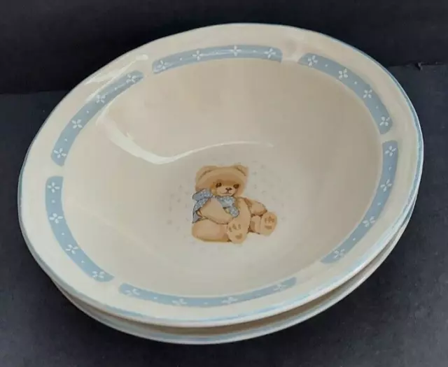 Tienshan Theodore Stoneware Country Bear Coupe Cereal Bowl set of 2