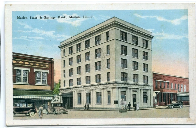 Cartolina Marion State & Savings Bank Illinois anni '20