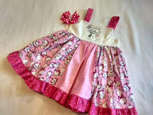 Aristocats Marie Disney NEW BOUTIQUE Twirl Dress with matching Hairbow