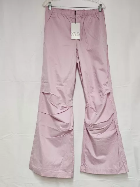 ZARA  Bubble Gum, Light Pink Nylon Blend Full Length Pants