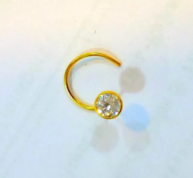 0.4 CM Gold Nose Pin Stud Ring White Stone Simple Jewel International IND 14