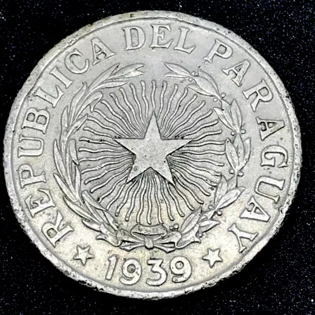 Paraguay - 1939  5 Pesos - Cupper/ Nickel- Rare Coin KM# 18