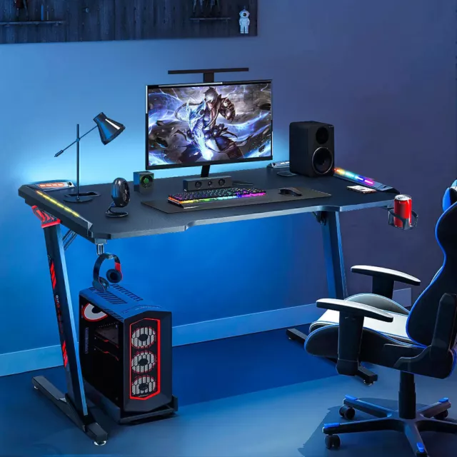 120/140cm Gaming Desk Computer Table Home Office Desk with Headphine Cup Holder