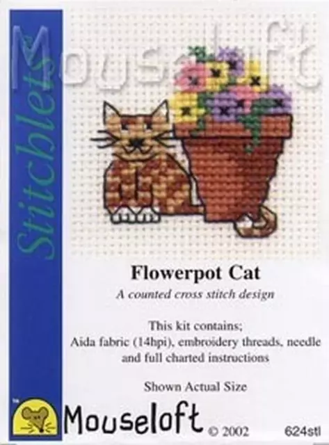 Flowerpot Cat Cross Stitch Kit By Mouse Loft