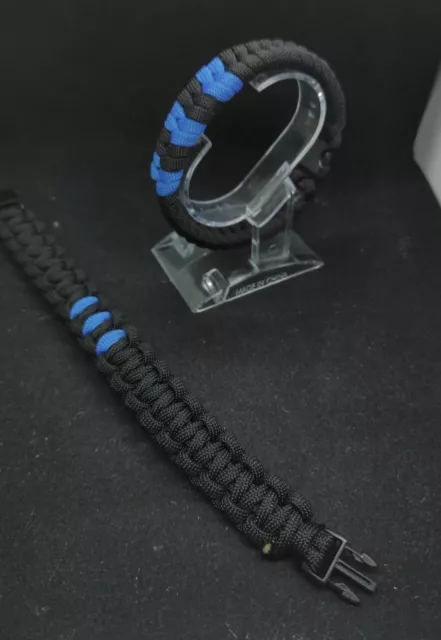 2 Bracciale Paracord  Nero Azzurro Su misura Fatto A Mano Inter Atalanta