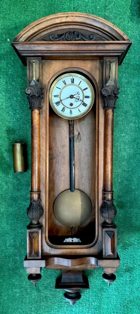 Rare Antique Miniature Vienna Regulator Wall Clock -  Single Weight Driven