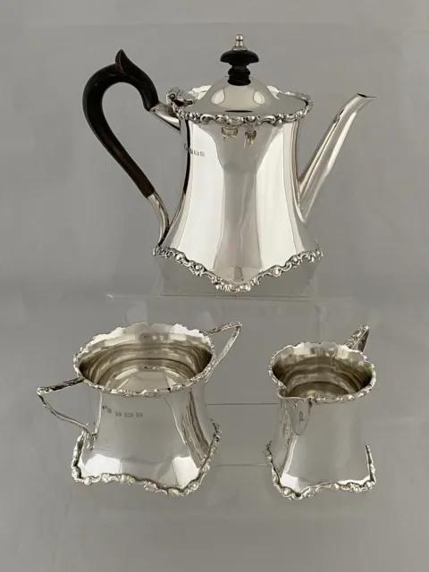Sterling Silver Tea Set 1907 ELKINGTON Antique Tea Pot Sugar Bowl & Milk Jug