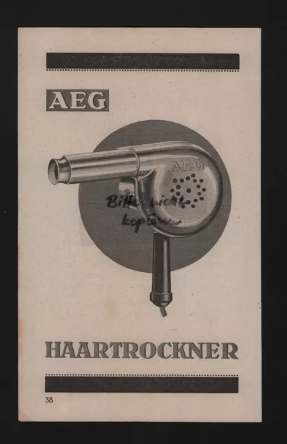 BERLIN, Werbung 1927, AEG Allgemeine Elektricitäts-Ges. Haartrockner