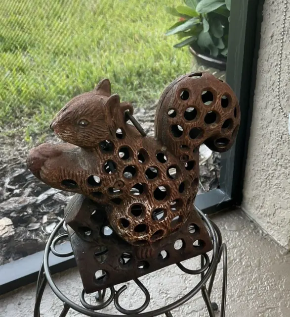 Rare Japanese Cast Iron Garden Squirrel Lantern