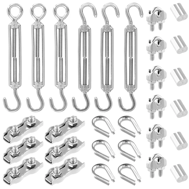Kit Fune Metallica 40 Metri Corda Metallica Da 40 M, 2 Mm, Kit Da 65 Pezzi, In Acciaio Inox 304, Cavo Di Tensionamento, Cavo In Acciaio, Guaina Con Occhielli, Per Piante Rampicanti