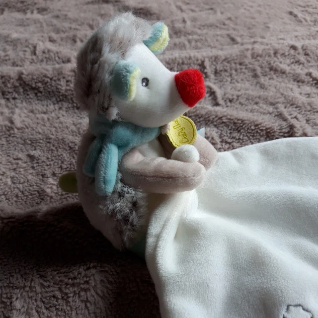 DPD/ DOUDOU BABY NAT' HERISSON Gaston  BLEU VERT MOUCHOIR BLANC ESCARGOT  tbe 2
