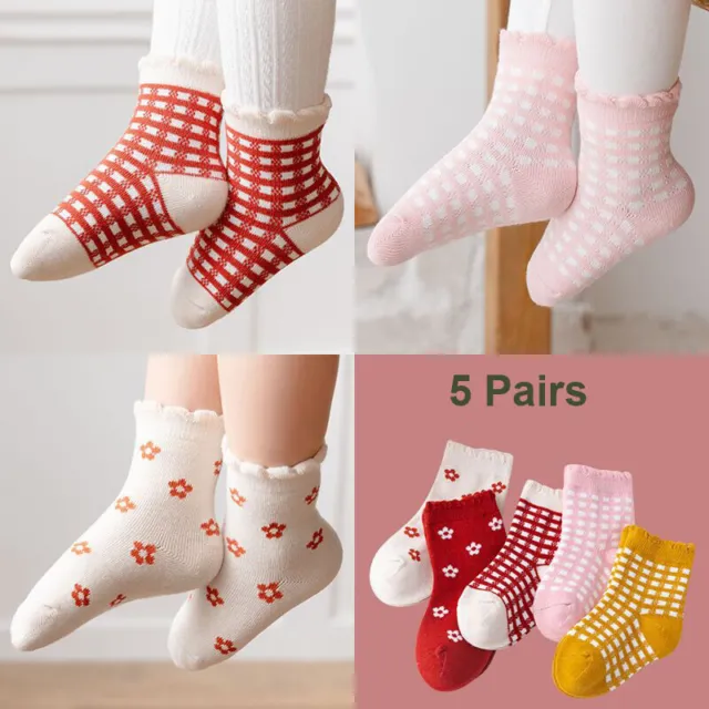 5 Pairs Toddler Kid Baby Girls Cotton Socks Warm Socks Flower Sock
