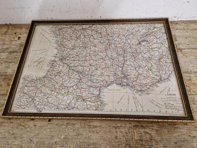 Rare Original Framed WW2 RAF Pilots or Aircrew Silk Southern France Escape Map
