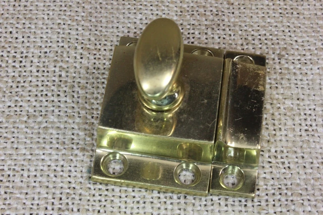 Cabinet Latch Cupboard Catch Oval Knob Solid Polished Brass vintage new stock