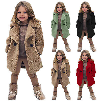 Toddler Baby Kids Winter Windproof Thicken Coat Jacket Fleece Long Outerwear