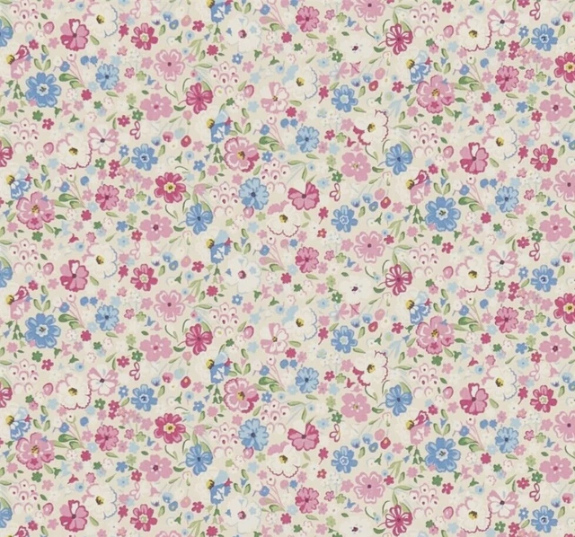 SANDERSON CURTAIN FABRIC DESIGN Posy Floral  3.9 MT CHINTZ COLOURWAY 100% COTTON