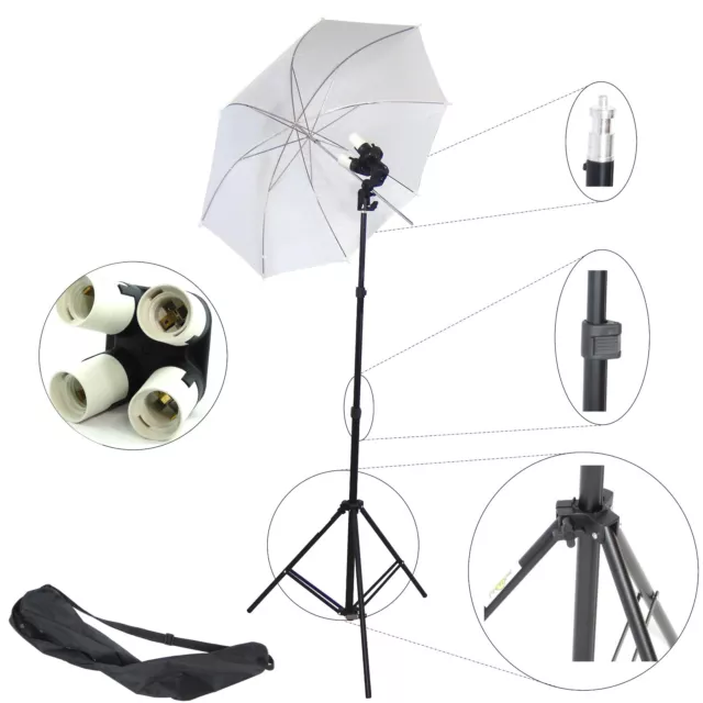 DynaSun JDD8KIT 4in1 Studio Set Stativ mit Lampenfassung Schirm x Blitze Lampen