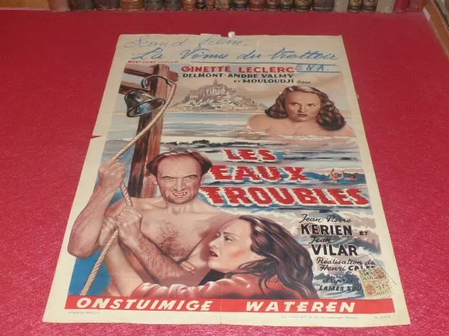 Cinema Affiche Originale Belge Les Eaux Troubles G. Leclerc Mouloudji Vilar 1949