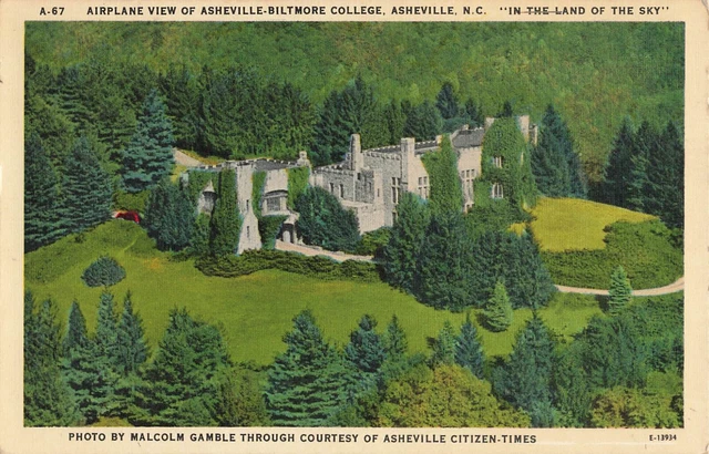 Postcard Aerial Asheville-Biltmore College Asheville North Carolina