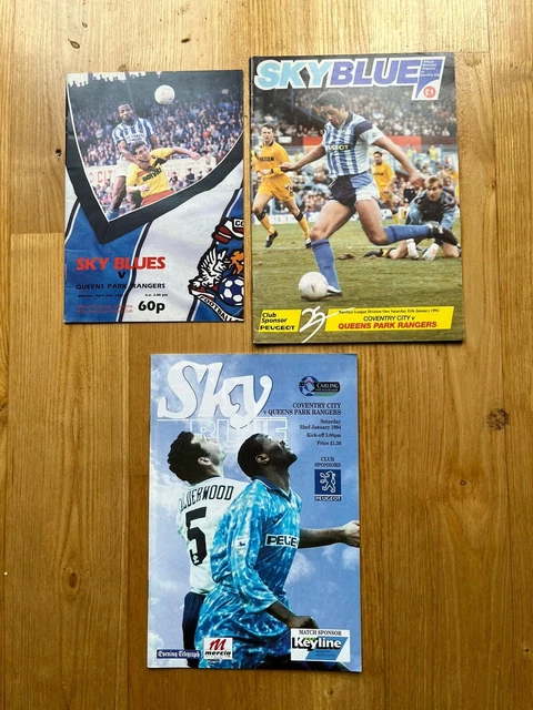 Coventry City v Queens Park Rangers QPR collection x 3 football match programmes