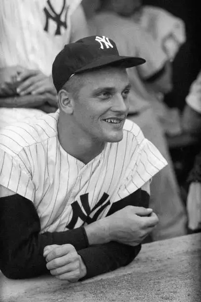 New York Yankees Roger Maris Watching 1960 Old Baseball Photo