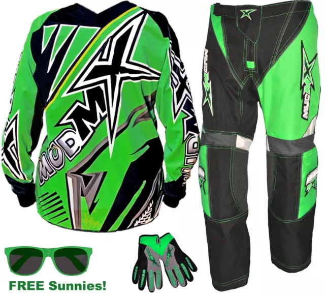 2024 MX MOTOCROSS/BMX (Pants+Jersey+Gloves) Kids Youth Junior Dirt Bike Gear ATV