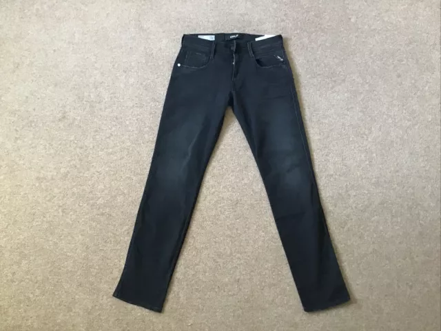 Replay Xlite Anbass schmale Passform Jeans schwarz in Herren Größe W27 L30 BRANDNEU