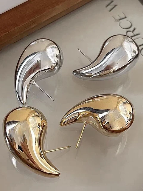 1Pair Vintage Chunky Dome Drop Earrings Women Glossy Thick Teardrop Ear Studs