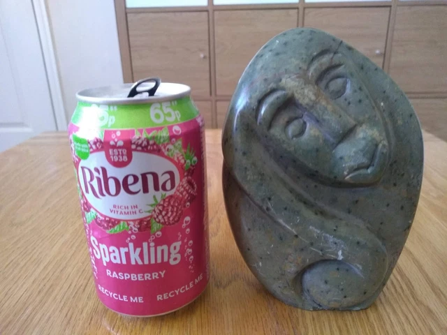 Scultura unica vintage arte africana Shona pietra opale verde pietra di Face Art