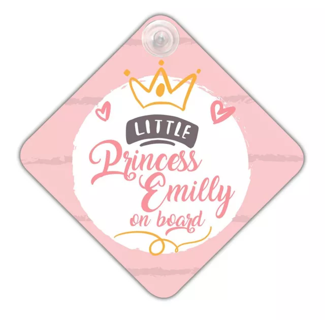 Personalised Baby On Board Car Sign Princess Design Any Name Gift Safety Sign 26