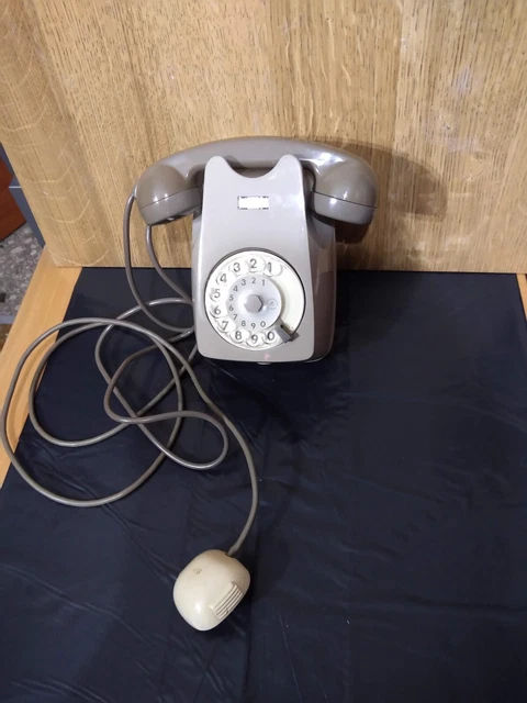 Funziona Telefono a disco GRIGIO da muro Siemens '70 '80 scocca sana
